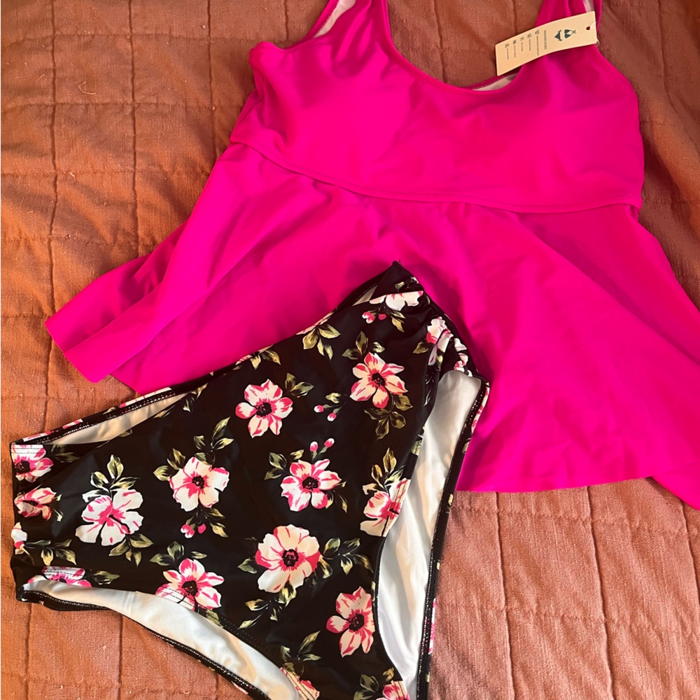 Vibrant Pink and Floral Bikini Set